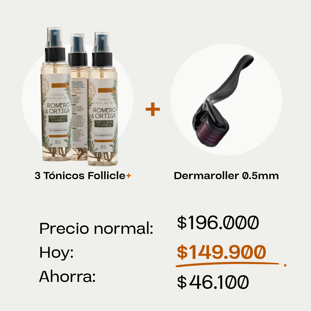 3 Tónico Capilar de Romero · Crecimiento y Anticaída + Dermaroller de regalo