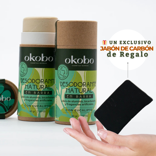 Promo: 2 Desodorantes OKOBO + Jabón de Carbón GRATIS