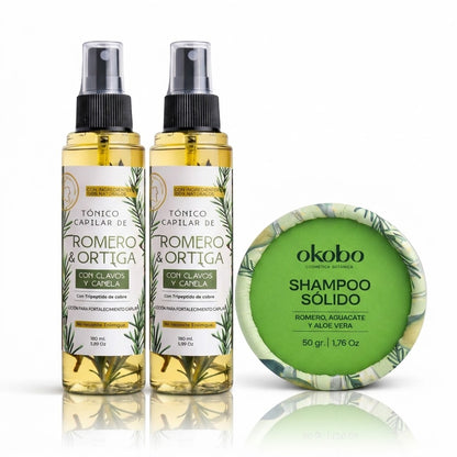 2 Tónicos Tripéptido de Cobre + 1 Shampoo Anticaída