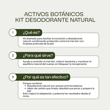 KIT DETOX AXILAR - 2 Desodorantes Naturales + Jabón de Carbón (Regalo)
