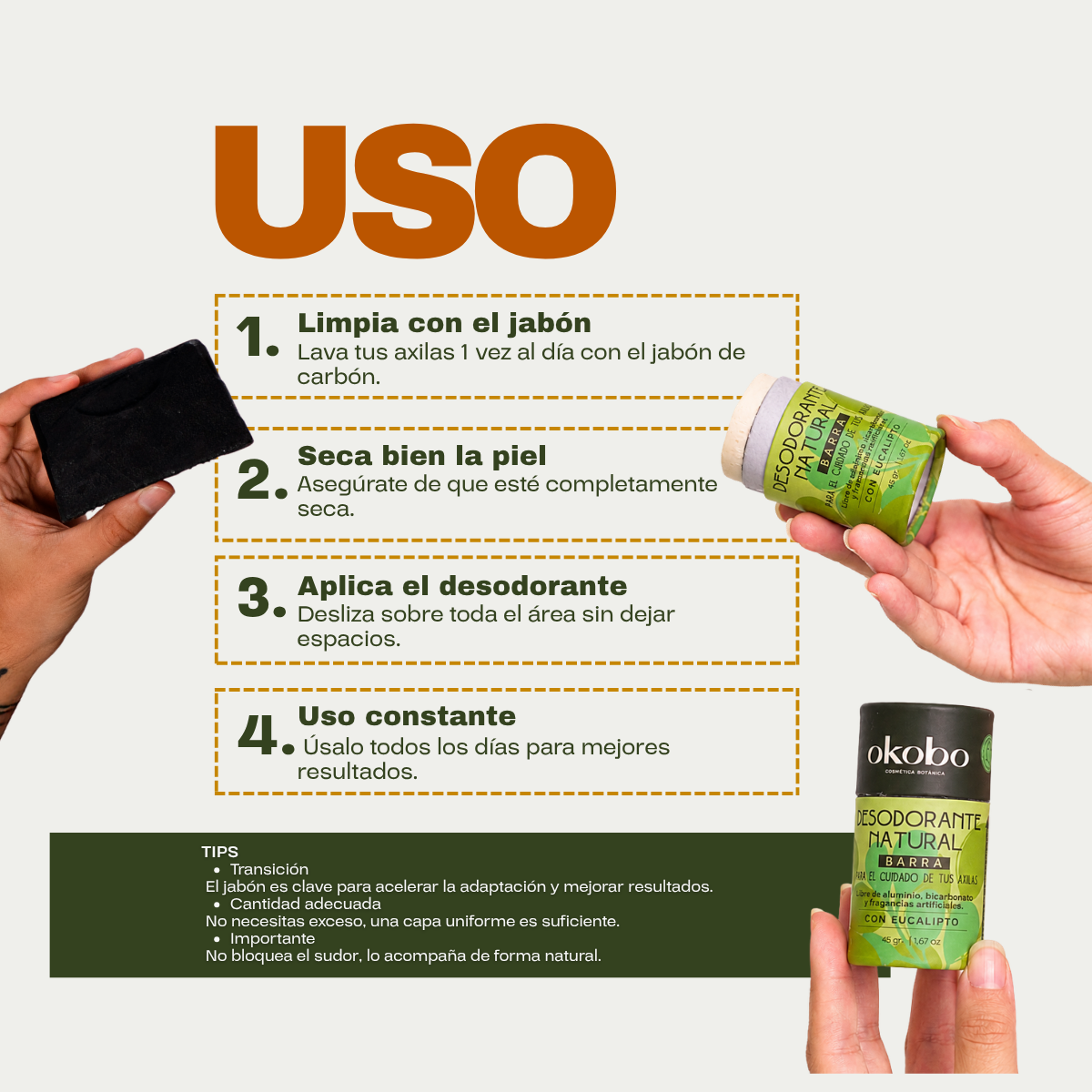 KIT DETOX AXILAR - 2 Desodorantes Naturales + Jabón de Carbón (Regalo)