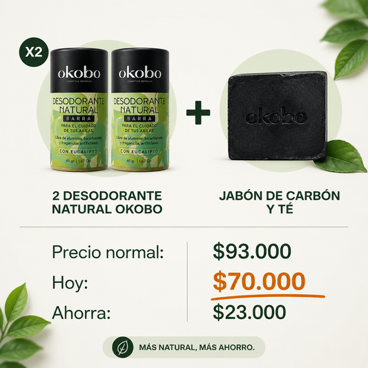 KIT DETOX AXILAR - 2 Desodorantes Naturales + Jabón de Carbón (Regalo)